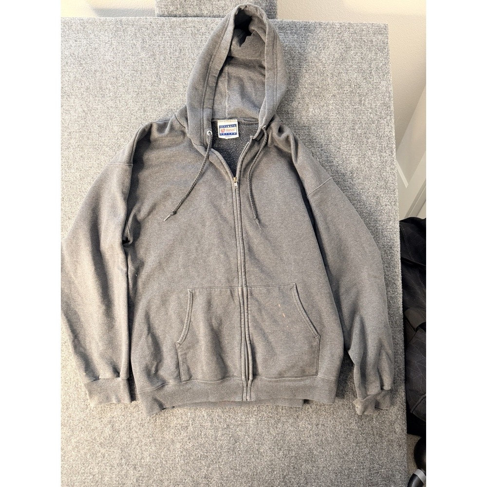 Vintage 90s Hanes Print Pro Hoodie Men's Large Full Zip Blank‎